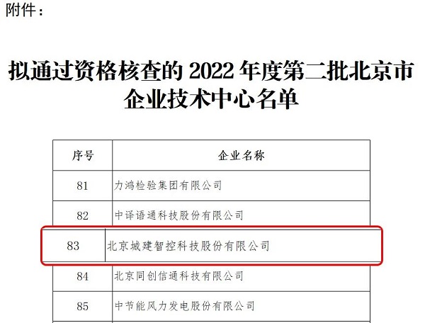 北京城建智控科技股份有限公司